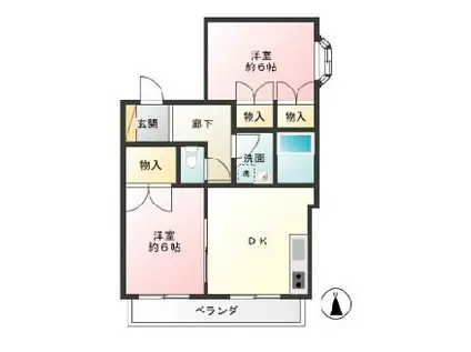 ファミールハイムA(2DK/1階)の間取り写真