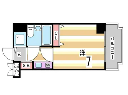 ライオンズマンション三宮東第2(1K/8階)の間取り写真
