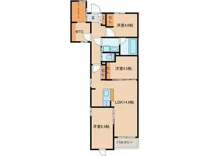 宮千代3丁目(3LDK/2階)の間取り写真