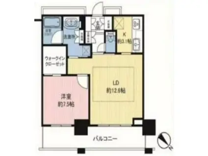 ザ・クレストタワー(1LDK/20階)の間取り写真