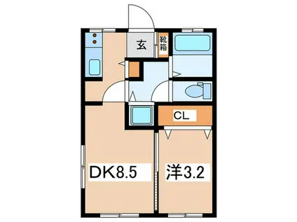飯塚荘(1DK/2階)の間取り写真