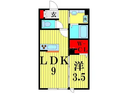 パインコート八幡(1LDK/1階)の間取り写真