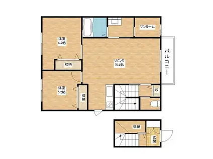 シエル・ブルー(2LDK/2階)の間取り写真