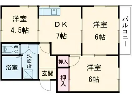 汐見ハイツII(3DK/2階)の間取り写真
