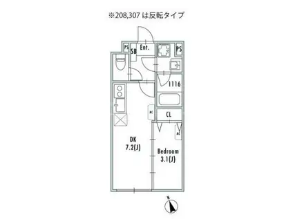 GRANPASEO船堀(1DK/3階)の間取り写真