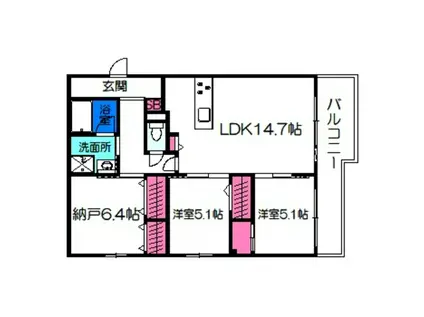 サンピース阿倍野(2SLDK/2階)の間取り写真