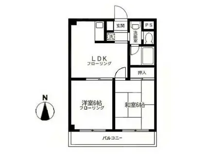 クレール佃野(2LDK/2階)の間取り写真