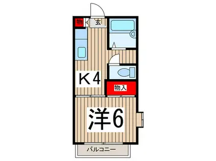 フレンドシップ岩沢C(1K/2階)の間取り写真