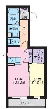 コア城南(1LDK/1階)の間取り写真