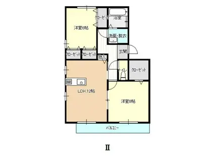 ボヌール伴鍾II(2LDK/2階)の間取り写真