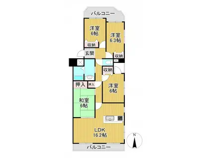 エヴァ諏訪野(4LDK/6階)の間取り写真