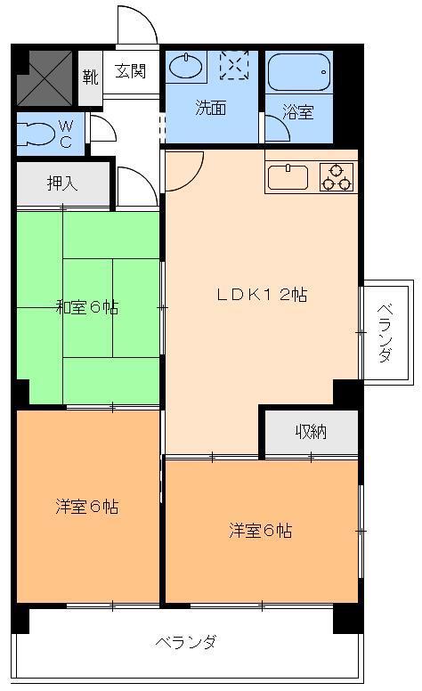 ロイヤルヴィラ(3LDK/4階)の間取り写真