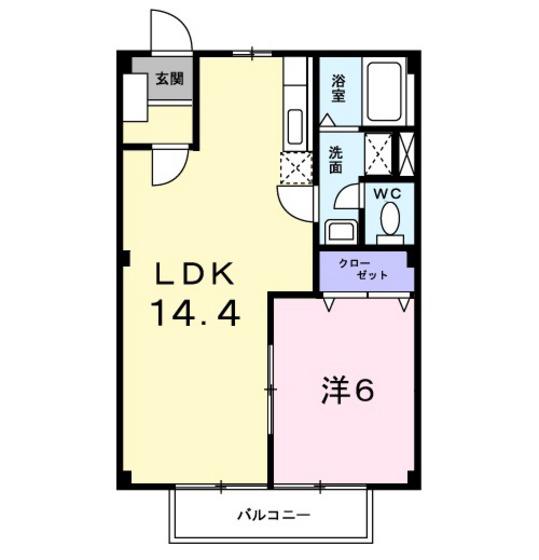 エンゼルハイツ中砂(1LDK/2階)の間取り写真