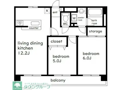 アヴニール小澤(2LDK/7階)の間取り写真