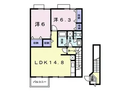 PALUDE PRESSO A(2LDK/2階)の間取り写真