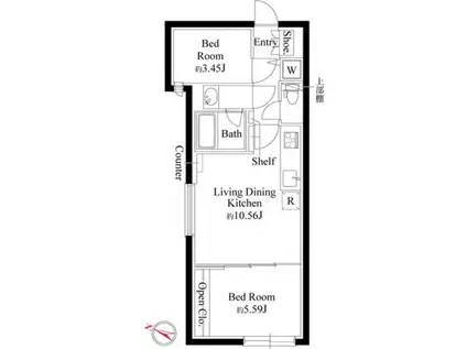 グランパセオ代々木上原(2LDK/1階)の間取り写真