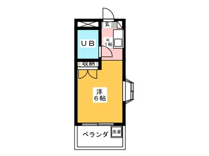 ハニイ枡形(ワンルーム/2階)の間取り写真