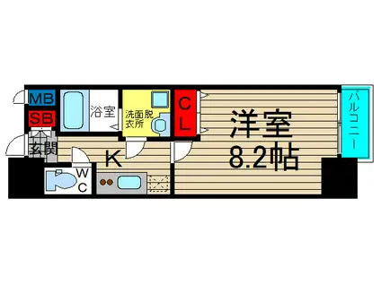 ワイアンドリノ レジデンス(1K/8階)の間取り写真