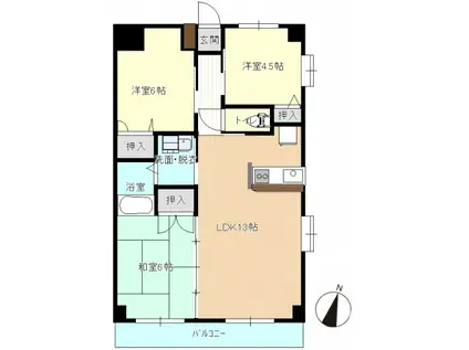 アステール三永(3LDK/2階)の間取り写真