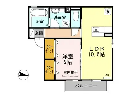 ウィットサンク(1LDK/2階)の間取り写真