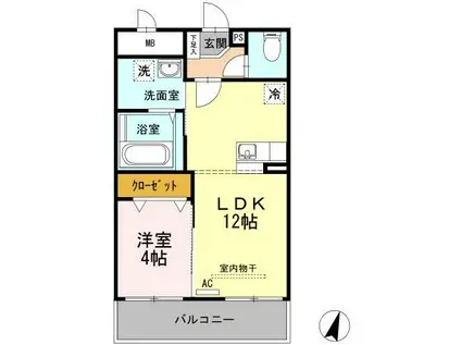 PLACE72(1LDK/4階)の間取り写真
