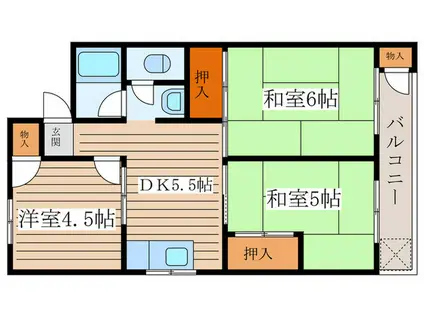 若山ビル(3DK/3階)の間取り写真