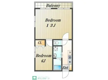 メゾンミユキI(1DK/3階)の間取り写真