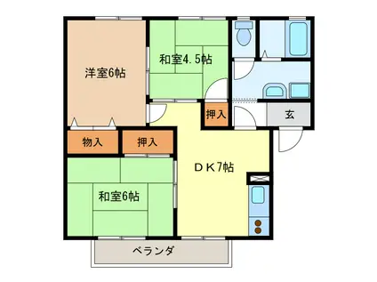 アビタシオン シードI(3DK/1階)の間取り写真
