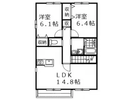 ラファンティス(2LDK/2階)の間取り写真