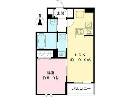 コンチェルト上祖師谷(1LDK/1階)の間取り写真