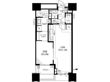 DEUX TOURS CANAL&SPA イースト(1LDK/51階)の間取り写真