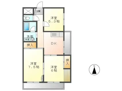 グリーンパレス佐久C棟(3DK/1階)の間取り写真