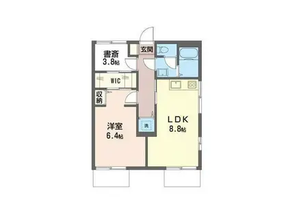 ペルテ高田(1LDK/1階)の間取り写真