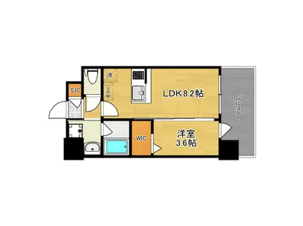 エステムコート難波ウエストサイドVIIIエクシーナ(1LDK/8階)の間取り写真