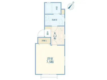 ミルクリーク駒場(1K/2階)の間取り写真