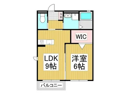 ドエル村井町南A棟(1LDK/2階)の間取り写真