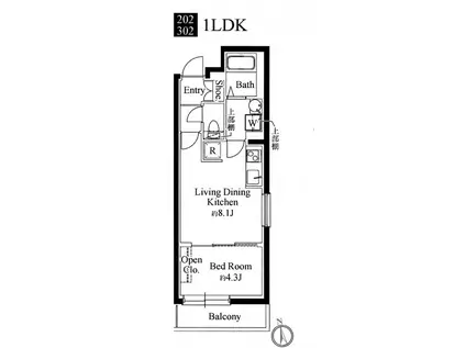 カーサピアッツァ二子玉川(1LDK/3階)の間取り写真