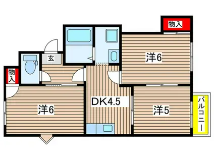 タウニー30(3DK/2階)の間取り写真