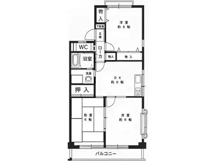 ファミール池ノ上(3DK/2階)の間取り写真