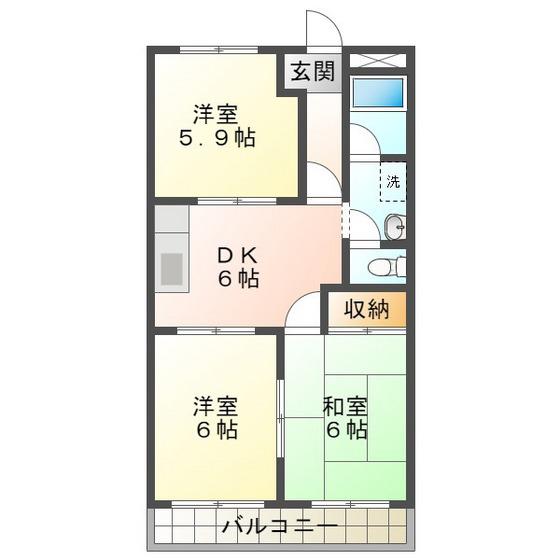 プレイスメゾン八光(3DK/2階)の間取り写真