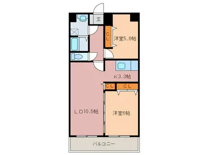 ルミエールアルシェ(2LDK/5階)の間取り写真