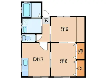 コ―ポ平野(2DK/1階)の間取り写真