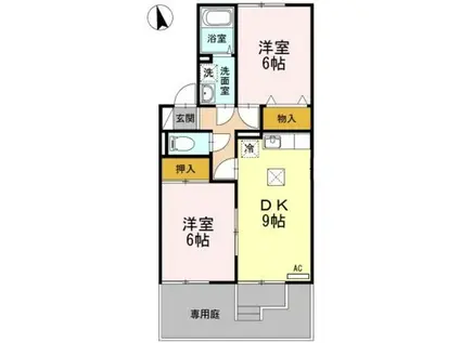 ベルウッドA(2DK/1階)の間取り写真