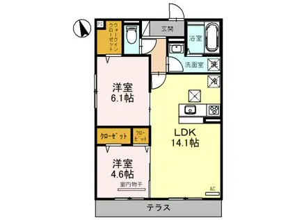 CHERRY BLOSSOM西北(2LDK/1階)の間取り写真