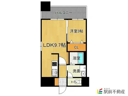 アリエス学研都市II(1LDK/3階)の間取り写真