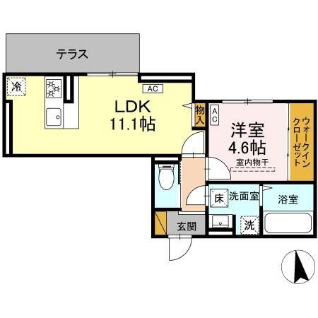 D-セアリス黒砂(1LDK/1階)の間取り写真