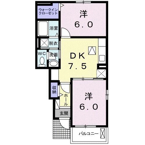 サン グレイス ヴィラ(2DK/1階)の間取り写真