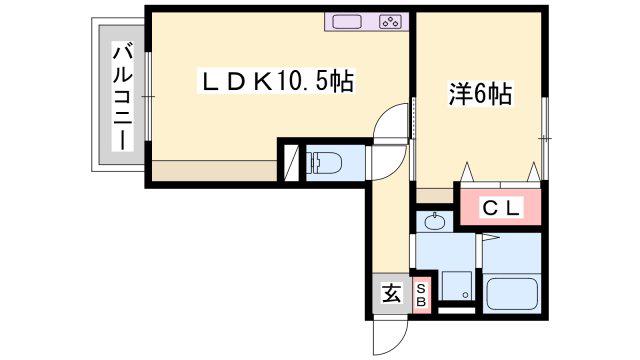 クレール糸井(1LDK/1階)の間取り写真