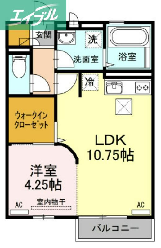 メゾン エミグラント B棟(1LDK/1階)の間取り写真