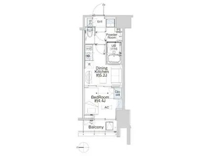 ベルファース蒲田ウエスト(1DK/13階)の間取り写真